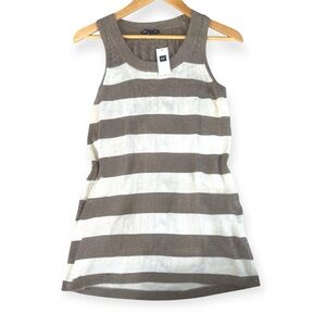 GAP Striped Knit Tank Top in White and Brown